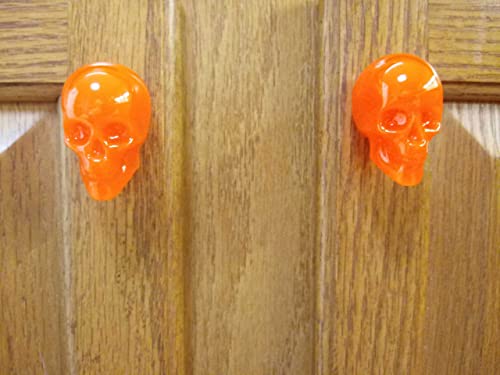 Orange Skull Cabinet Knobs/Drawer Knobs (Black Light Activated) (Set of 2)