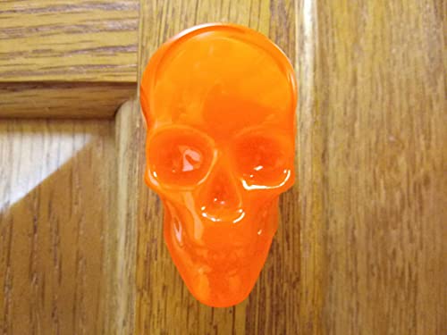 Orange Skull Cabinet Knobs/Drawer Knobs (Black Light Activated) (Set of 2)