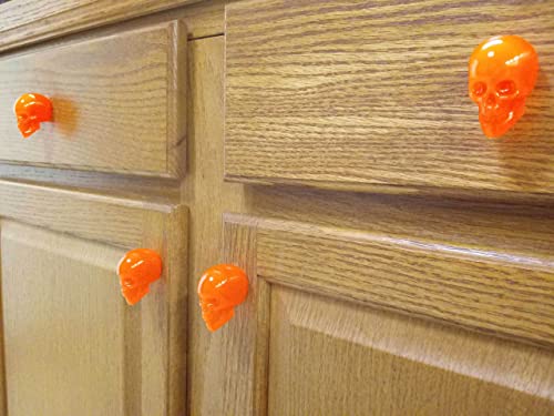 Orange Skull Cabinet Knobs/Drawer Knobs (Black Light Activated) (Set of 2)