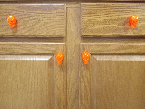 Orange Skull Cabinet Knobs/Drawer Knobs (Black Light Activated) (Set of 2)