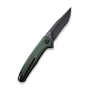 CIVIVI Pocket Knife for EDC, Mini Sandbar Liner Lock Knife, 2.95" Black Stonewashed Nitro-V Blade Micarta Handle Titanium Pocket Clip, Folding knife for Camping Hunting Hiking EDC