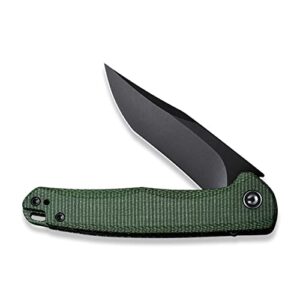 CIVIVI Pocket Knife for EDC, Mini Sandbar Liner Lock Knife, 2.95" Black Stonewashed Nitro-V Blade Micarta Handle Titanium Pocket Clip, Folding knife for Camping Hunting Hiking EDC