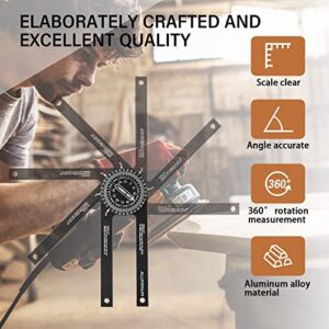 Aluminum Miter Saw Protractor | 7-Inch Rust Proof Angle Finder Featuring Precision Laser Engraved Scales with 360 Degree Rotation Function (One, Black)