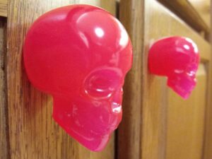 pink skull cabinet knobs/drawer knobs (black light activated) (set of 2)