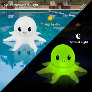 SEMANJLL Solar Powered Octopus Floating Pool Lights, 20 inch 16 RGB Colors Changing LED Glow Ball Inflatable Octopus with Cute Smile(1 Pack)