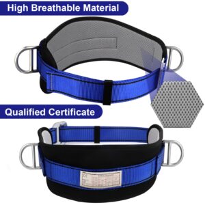 Trsmima Safety Climbing Harness Belt - Positioning Climbing Belt with Waist Pad and 2 D Rings, Personal Portable Safety Belt Kit Protective Equipment