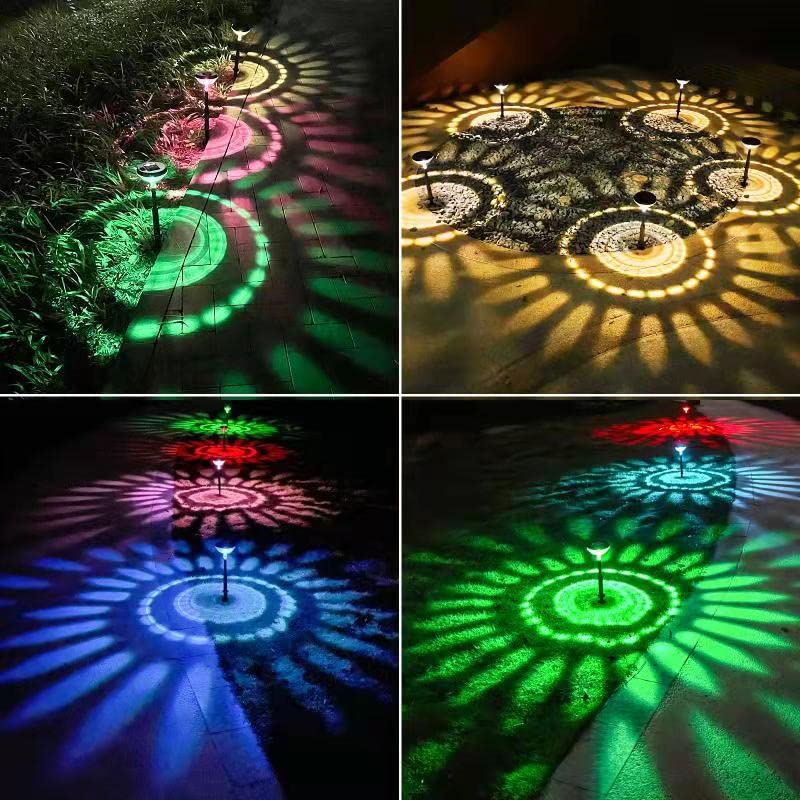 Bright Solar Pathway Lights Outdoor 4 Pack Color Changing, Solar Garden Lights Outdoor IP67 Waterproof, LED Solar Landscape Path Lighting Decoration for Walkway Yard Lawn Patio(Multicolor&Warm White)