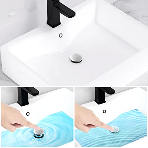 Bathroom Sink Drain with Overflow, PureHome Pop Up Sink Drain for Bathroom Vessel Sink- Polished Chrome