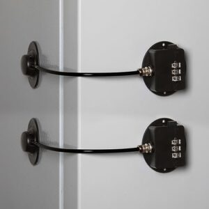 refrigerator lock combination fridge lock freezer child safety lock door lock with strong adhesive (2, black)