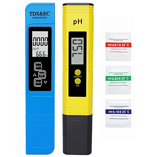 PH and TDS Meter Combo, Tuecota Digital ph Water Tester, 3-in-1 TDS Temperature & EC Meter, Digital Water Tester, Ultrahigh Accuracy Water Quality Tester for Drinking Water, Hydroponics, Aquarium etc