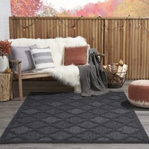 Nourison Easy Care Moroccan Charcoal/Black 5' x 7' Area Rug, Trellis, Easy Cleaning, Non Shedding, Bed Room, Living Room, Dining Room, Backyard, Deck, Patio (5x7)