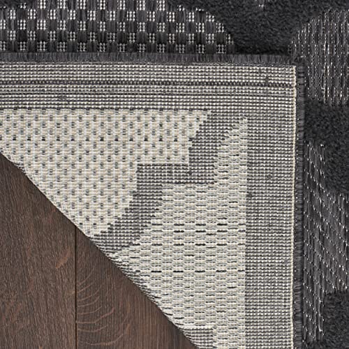 Nourison Easy Care Moroccan Charcoal/Black 5' x 7' Area Rug, Trellis, Easy Cleaning, Non Shedding, Bed Room, Living Room, Dining Room, Backyard, Deck, Patio (5x7)