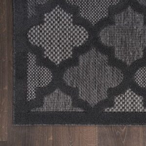 Nourison Easy Care Moroccan Charcoal/Black 5' x 7' Area Rug, Trellis, Easy Cleaning, Non Shedding, Bed Room, Living Room, Dining Room, Backyard, Deck, Patio (5x7)