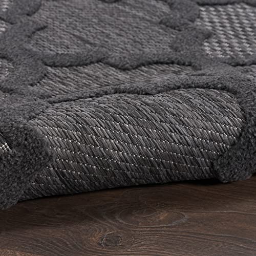 Nourison Easy Care Moroccan Charcoal/Black 5' x 7' Area Rug, Trellis, Easy Cleaning, Non Shedding, Bed Room, Living Room, Dining Room, Backyard, Deck, Patio (5x7)
