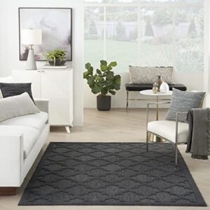 Nourison Easy Care Moroccan Charcoal/Black 5' x 7' Area Rug, Trellis, Easy Cleaning, Non Shedding, Bed Room, Living Room, Dining Room, Backyard, Deck, Patio (5x7)