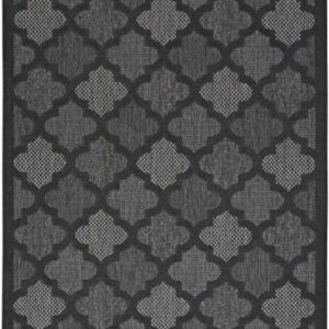 Nourison Easy Care Moroccan Charcoal/Black 5' x 7' Area Rug, Trellis, Easy Cleaning, Non Shedding, Bed Room, Living Room, Dining Room, Backyard, Deck, Patio (5x7)