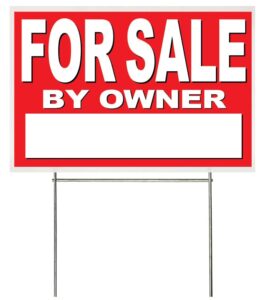 4lessco 4 less co 18x12 inch for sale by owner lawn yard sign with stake rb1s red