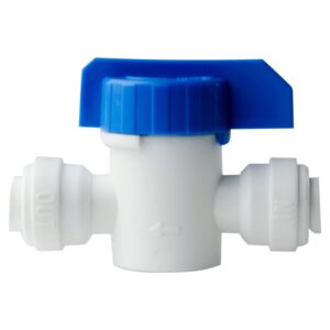 ispring abv1k inline ball valve with quick fitting x 1/4" fits most ro water systems, white