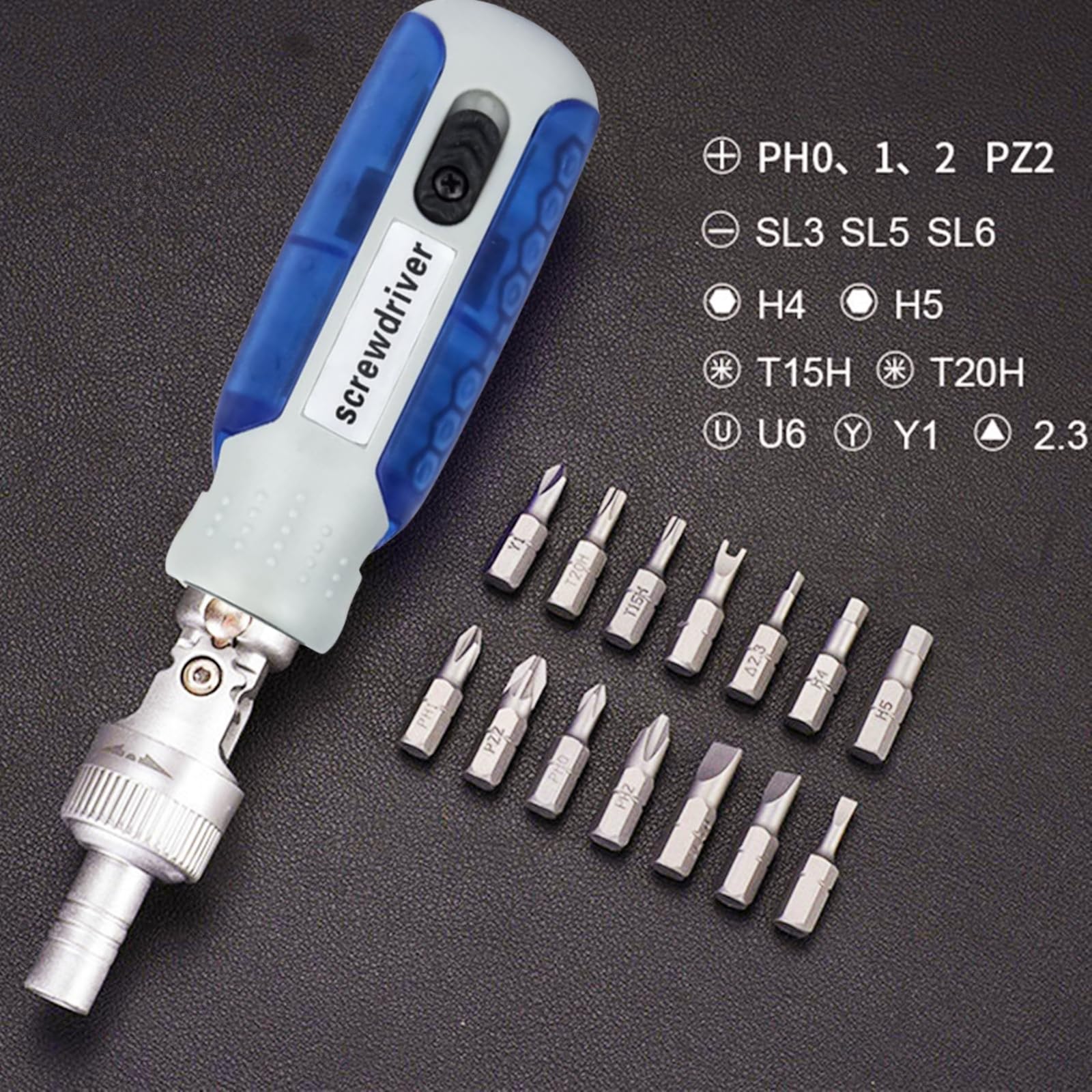 LIUZEYUAN Magnetic Ratchet Screwdriver Set 14 in 1 Multi Screwdriver,Ratchet and Adjustable Rotary Angle Screwdriver Repair Tool with 14 pcs S2 Alloy Steel Bits for DIY, Home, Repair Work