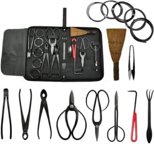 15 pieces bonsai tree kit, bonsai tools set, carbon steel scissor cutter shear, perfect gardening trimming tools