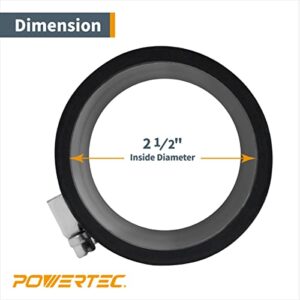 POWERTEC 70148V 2-1/2 Inch Dust Control Flex Cuff with Steel Hose Clamps, Hose Connector Rubber Cuff Coupler for Woodworking Dust Collection Fittings, Dust Collector Accessories & Machinery, 1pk