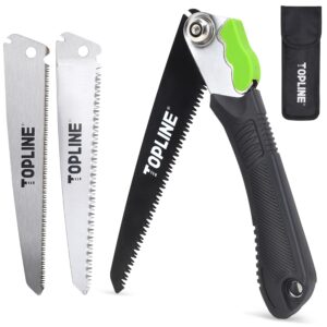 topline 3-in-1folding hand saw kit, tree saw with 8-inch long blade included, hand pruning saws with triple bevel teeth, garden saw for wood cutting, trees purning, camping, portable pouch included