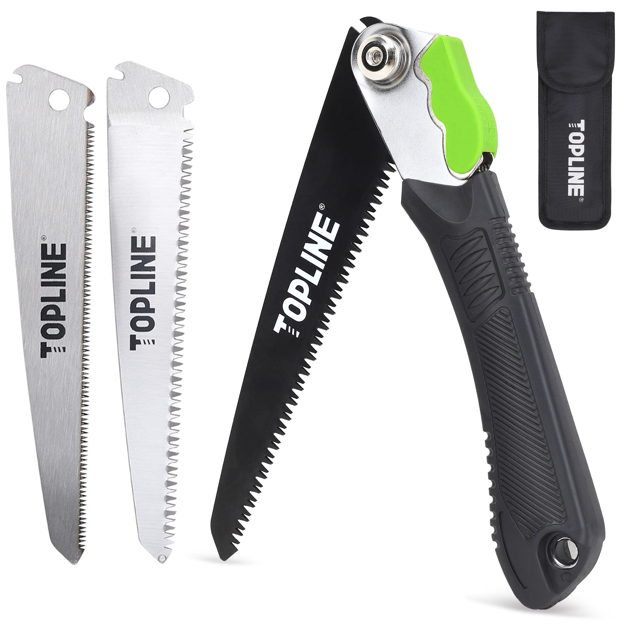 TOPLINE 3-In-1Folding Hand Saw Kit, Tree Saw with 8-Inch Long Blade Included, Hand Pruning Saws with Triple Bevel Teeth, Garden Saw for Wood Cutting, Trees Purning, Camping, Portable Pouch Included