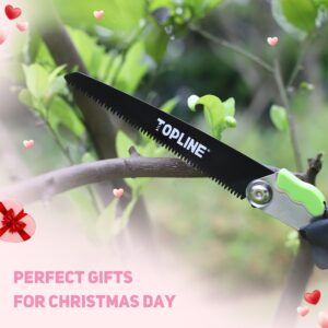 TOPLINE 3-In-1Folding Hand Saw Kit, Tree Saw with 8-Inch Long Blade Included, Hand Pruning Saws with Triple Bevel Teeth, Garden Saw for Wood Cutting, Trees Purning, Camping, Portable Pouch Included