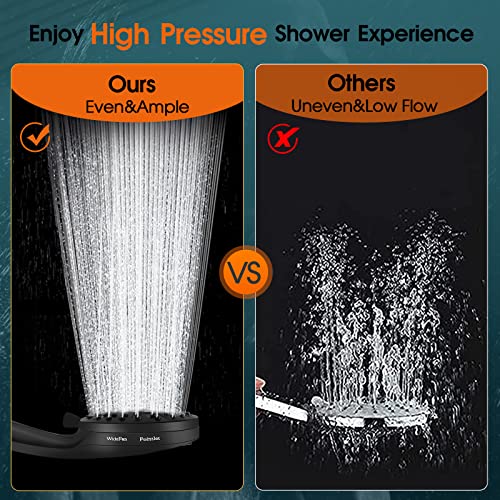 High Pressure Shower Head with Handheld, 59 inch Stainless Steel Shower Hose, 10 Functions Powerful Shower Spray, Anti-clog Nozzles, Built-in Power Wash to Clean Tub Top, Tile & Pets (Matte Black)