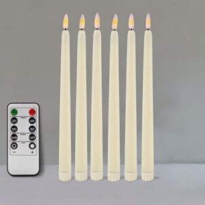 duduta Ivory LED Taper Candles with Remote Timer, Flickering Realistic Flameless Battery Operated Candlesticks Set of 6