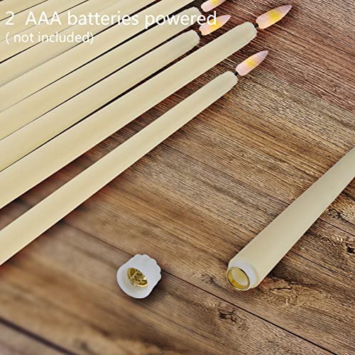 duduta Ivory LED Taper Candles with Remote Timer, Flickering Realistic Flameless Battery Operated Candlesticks Set of 6