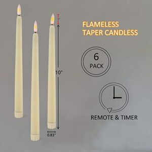 duduta Ivory LED Taper Candles with Remote Timer, Flickering Realistic Flameless Battery Operated Candlesticks Set of 6