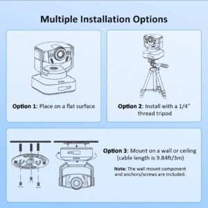 NexiGo Zoom Certified, N990 (Gen 2) 4K PTZ Webcam, Video Conference Camera System with 5X Digital Zoom, Sony_Starvis Sensor, Position Preset, Dual Stereo Mics, 3.5mm Audio Jacks for External Mics