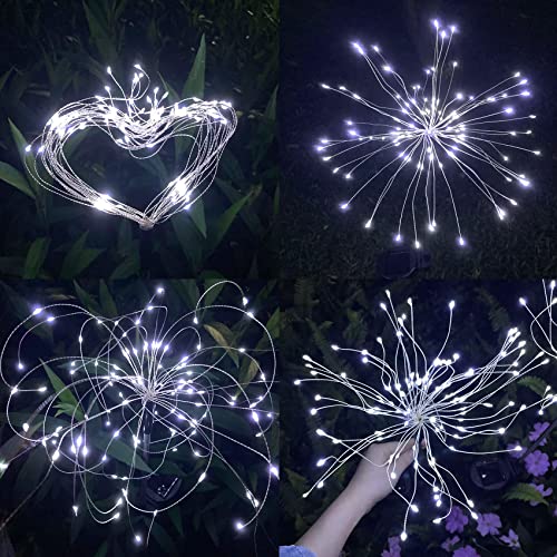 Dengduoduo 2 Pack Solar Garden Lights, Solar Firework Lights, Solar Lights Outdoor Waterproof with 2 Lighting Modes, Landscape Light for Walkway, Garden, Patio, Yard, Flowerbed, Parties (Cool White)