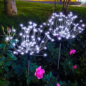 Dengduoduo 2 Pack Solar Garden Lights, Solar Firework Lights, Solar Lights Outdoor Waterproof with 2 Lighting Modes, Landscape Light for Walkway, Garden, Patio, Yard, Flowerbed, Parties (Cool White)