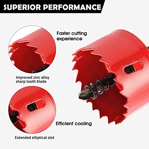 dashap 12PCS Bi-Metal Carbide Hole Saw Kit with Drill Bits for Thin Metal and Wood,Cutting Diameter 45/64'' to 2-15/16'',for Gerneral Purpose