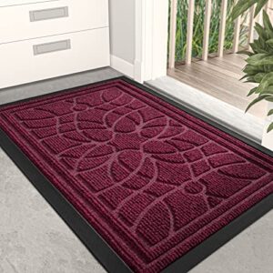 dexi front door mat, welcome mat heavy duty durable low profile outside doormat for entryway, patio, garage, high traffic areas, 17"x29", palevioletred