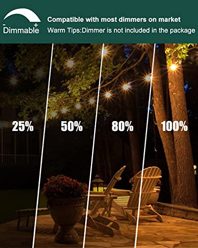 ACOHOOK 100FT Globe Outdoor Lights String, Dimmable LED Patio String Light with 34 G40 Shatterproof Plastic Bulbs, Waterproof Commercial Hanging Lights for Outside Party Porch Backyard Bistro