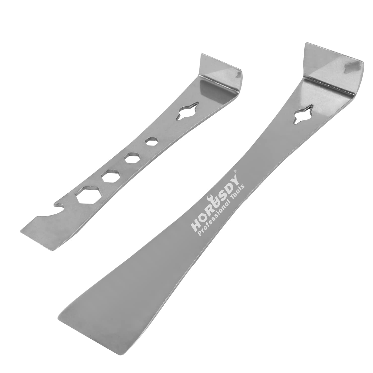 HORUSDY 2-Piece Stainless Steel Pry Bar Scraper Set, 6-11/16” and 9-1/2” Flat Pry Bar