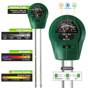 HuiFaCai Soil Tester Moisture,3-in-1 Soil Moisture Meter, Plant Water Meter,pH Meter Tool,Soil Hygrometer Sensor