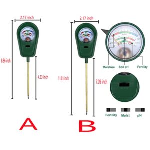 Upgraded 3 in 1 Soil Moisture/PH/Fertility Meter Soil Test Kit Soil Moisture Meter 90 Degree Foldable Soil Test Kit for Lawns, Garden, Farm, House, Indoor, Outdoor, Plants No Battery Needed (A)