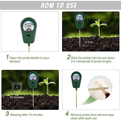 Upgraded 3 in 1 Soil Moisture/PH/Fertility Meter Soil Test Kit Soil Moisture Meter 90 Degree Foldable Soil Test Kit for Lawns, Garden, Farm, House, Indoor, Outdoor, Plants No Battery Needed (A)