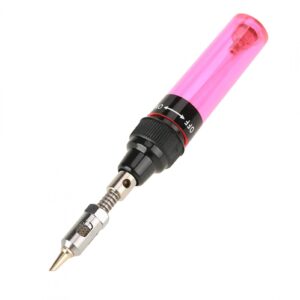 Portable Gas Soldering Iron Micro Torch Mini Welder Solder Welding Iron Pen Shaped Gas Torch Butane Heat Pen Pneumatic Temperature Adjustable Welding Tool 1300℃ 8ML(Rot)