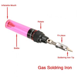 Portable Gas Soldering Iron Micro Torch Mini Welder Solder Welding Iron Pen Shaped Gas Torch Butane Heat Pen Pneumatic Temperature Adjustable Welding Tool 1300℃ 8ML(Rot)