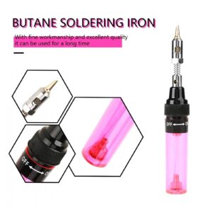 Portable Gas Soldering Iron Micro Torch Mini Welder Solder Welding Iron Pen Shaped Gas Torch Butane Heat Pen Pneumatic Temperature Adjustable Welding Tool 1300℃ 8ML(Rot)