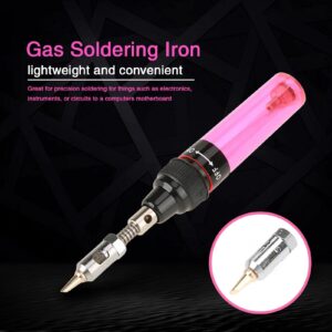 Portable Gas Soldering Iron Micro Torch Mini Welder Solder Welding Iron Pen Shaped Gas Torch Butane Heat Pen Pneumatic Temperature Adjustable Welding Tool 1300℃ 8ML(Rot)