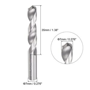 uxcell Solid Carbide Drill Bits, 7mm C2/K20 Tungsten Carbide Jobber Drill Bits Straight Shank Drilling Tool for Stainless Steel Aluminum Iron Metal Plastic