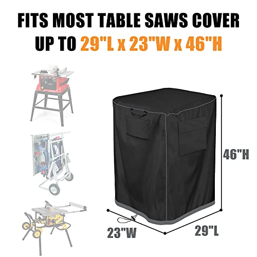 Table saw cover, 29in dustproof portable table saw cover, Fit for Most Table saws and planer, water proof, 29"L x 23"W x 46"H, Black