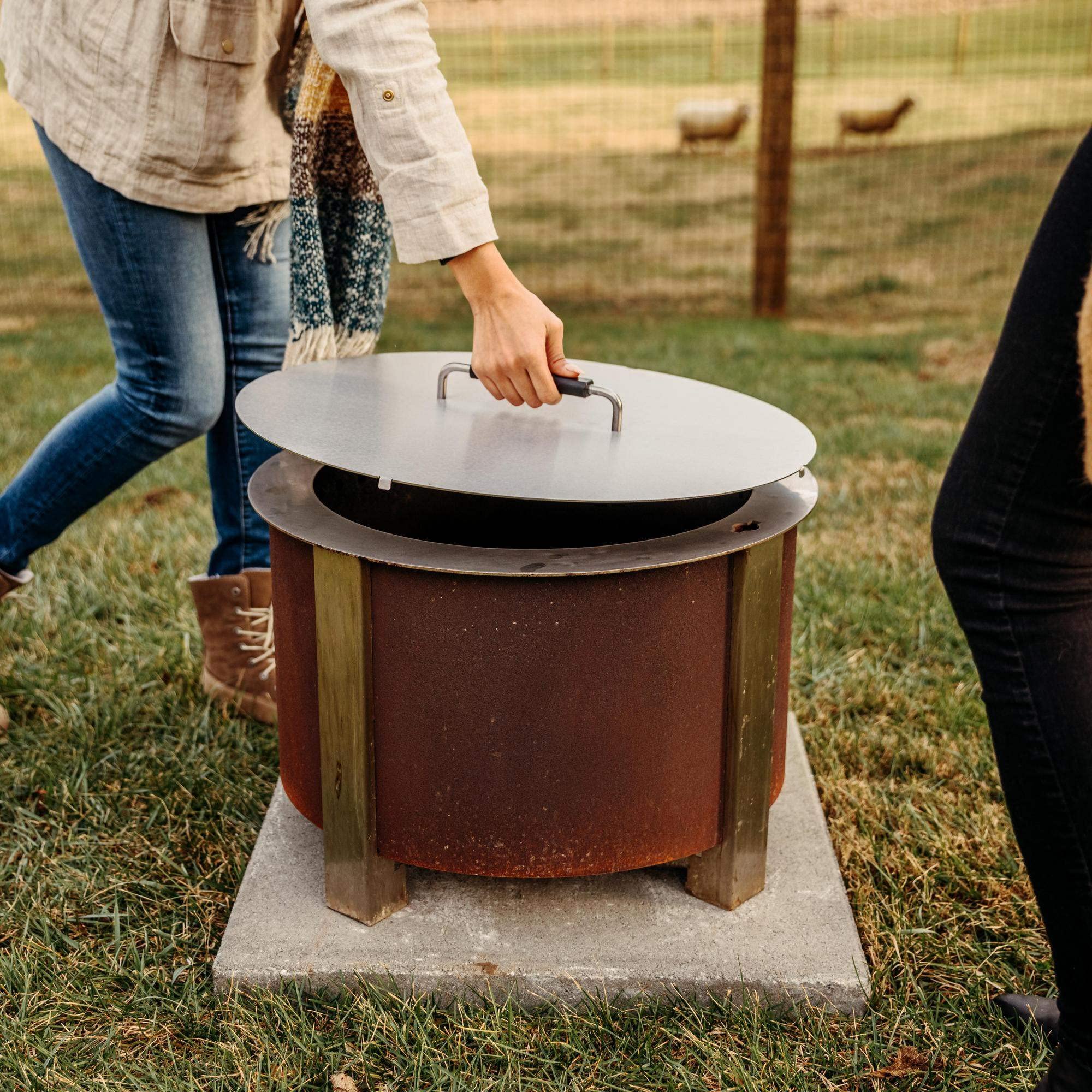 Breeo X Series Lid 24 (27.85 Inch) | Stainless Steel | Keep Rain Debris & Elements Outside The Fire Pit | Durable Fire Pit Cover | USA Made