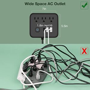 QWOZUEO Power Strip with USB, Outlet Extender with Night Light, 3 Outlet 3 USB Ports Desktop Charging Station, 4 ft Smart Power Strip, Small and Portable Travel Extension Cord for Home Office Hotel